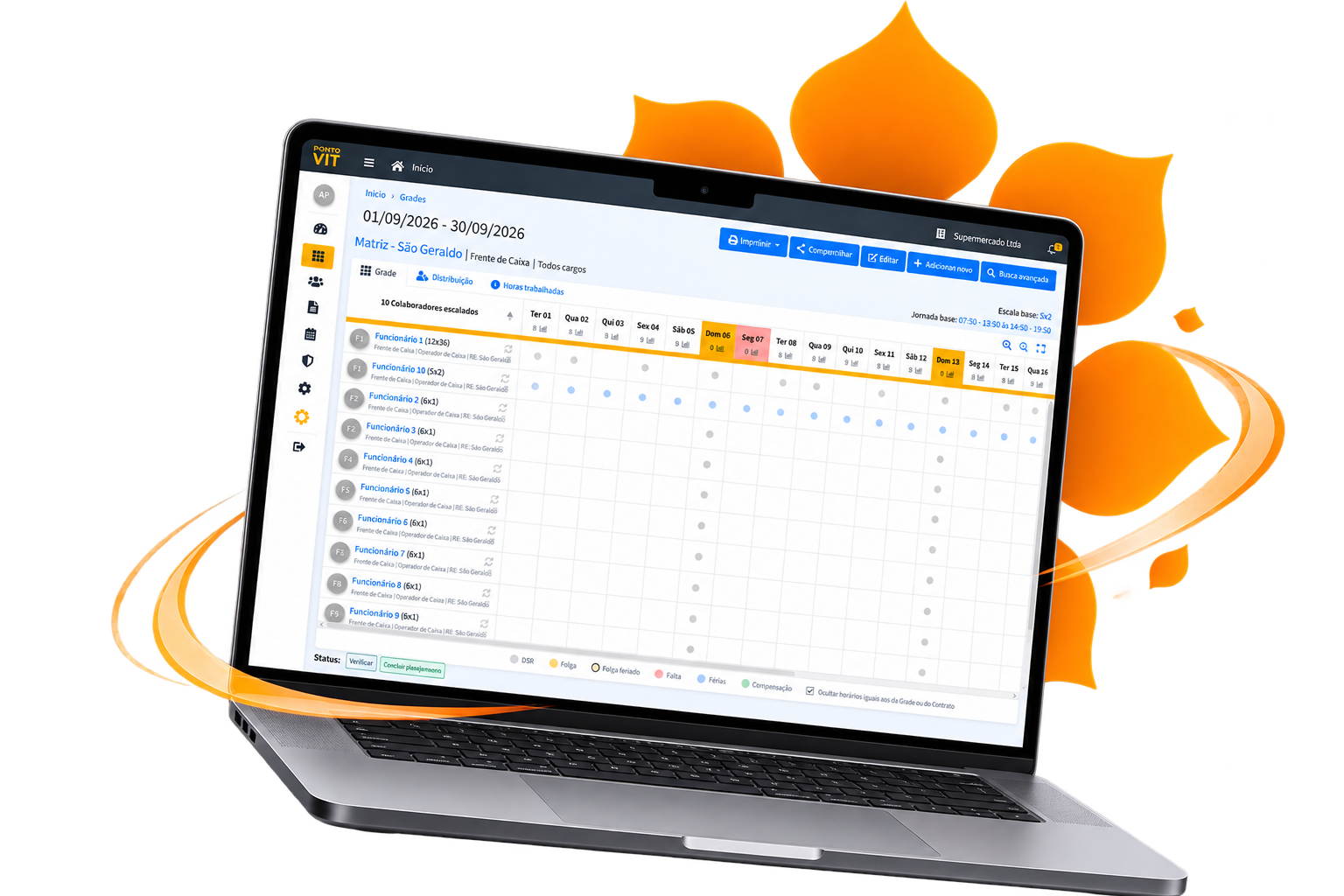 Notebook com a grade de escalas PontoVit